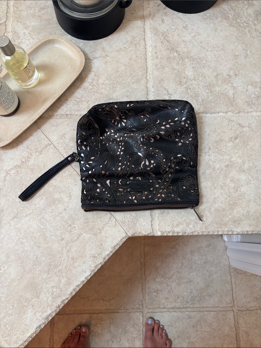 Patricia Nash Black Paisley Wristlet Clutch